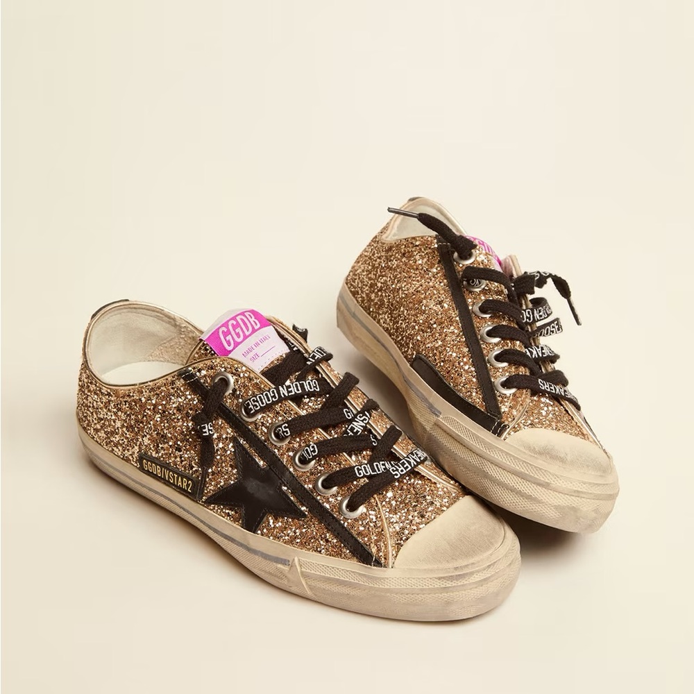 Golden Goose Gold Glitter Sneakers